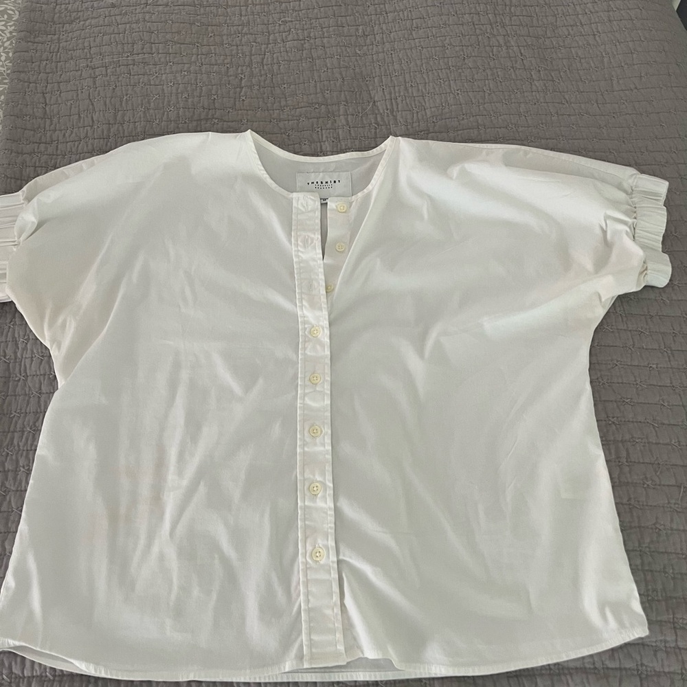 “TheShirt” White Button-Up puff sleeve Women's shirt